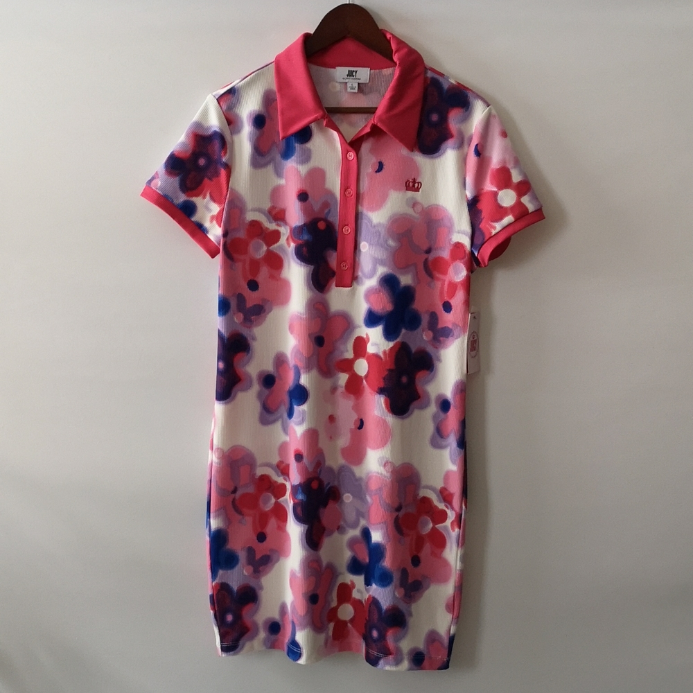 Women's Juice by Juicy Couture Ribbed All Over Flower Dress NWT Size Large